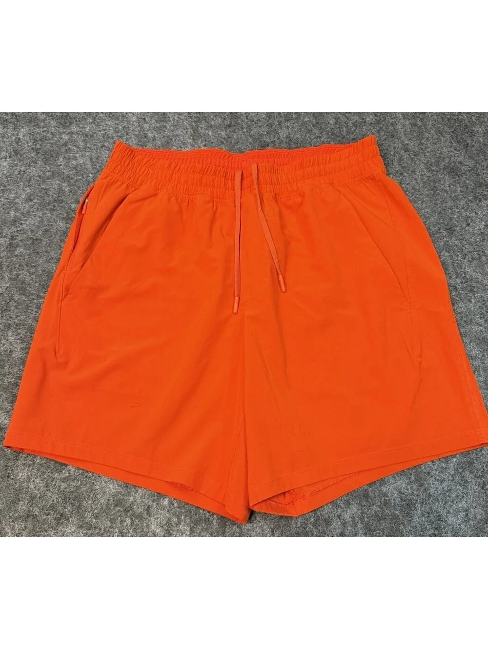 Lululemon Pace Breaker Shorts Men’s Large Orange Lined Athletic Zip Pocket
